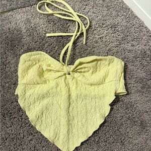 Yellow Textured Halter Top